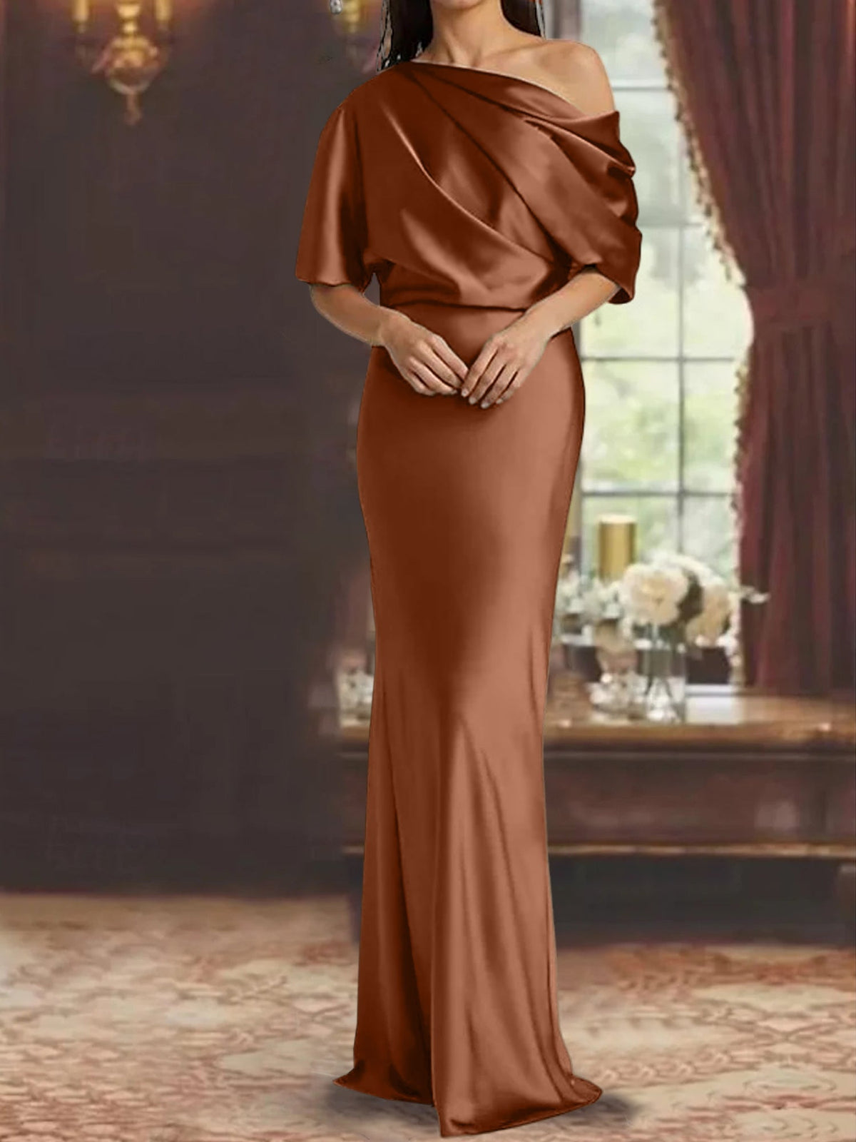 One Shoulder Column Gown for the Mother of the Bride