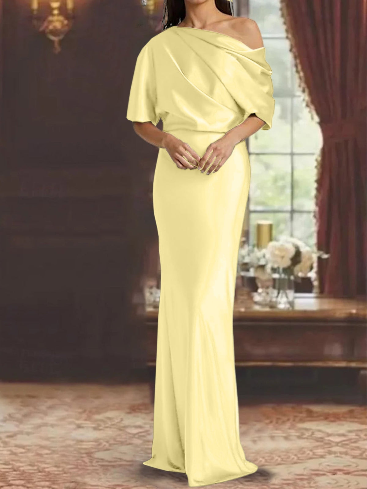 One Shoulder Column Gown for the Mother of the Bride