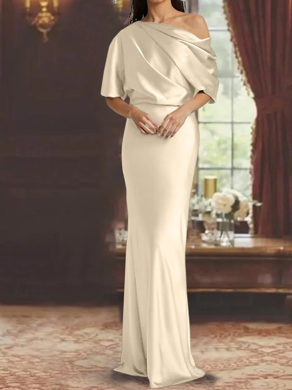 One Shoulder Column Gown for the Mother of the Bride