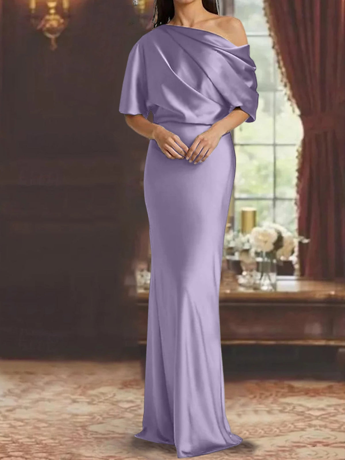 One Shoulder Column Gown for the Mother of the Bride