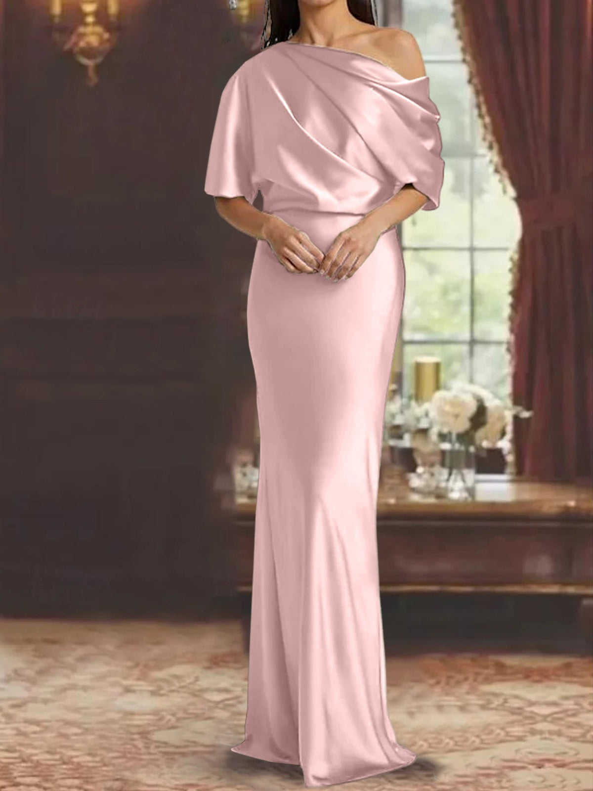 One Shoulder Column Gown for the Mother of the Bride