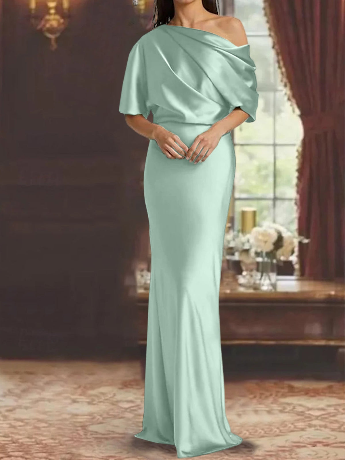 One Shoulder Column Gown for the Mother of the Bride
