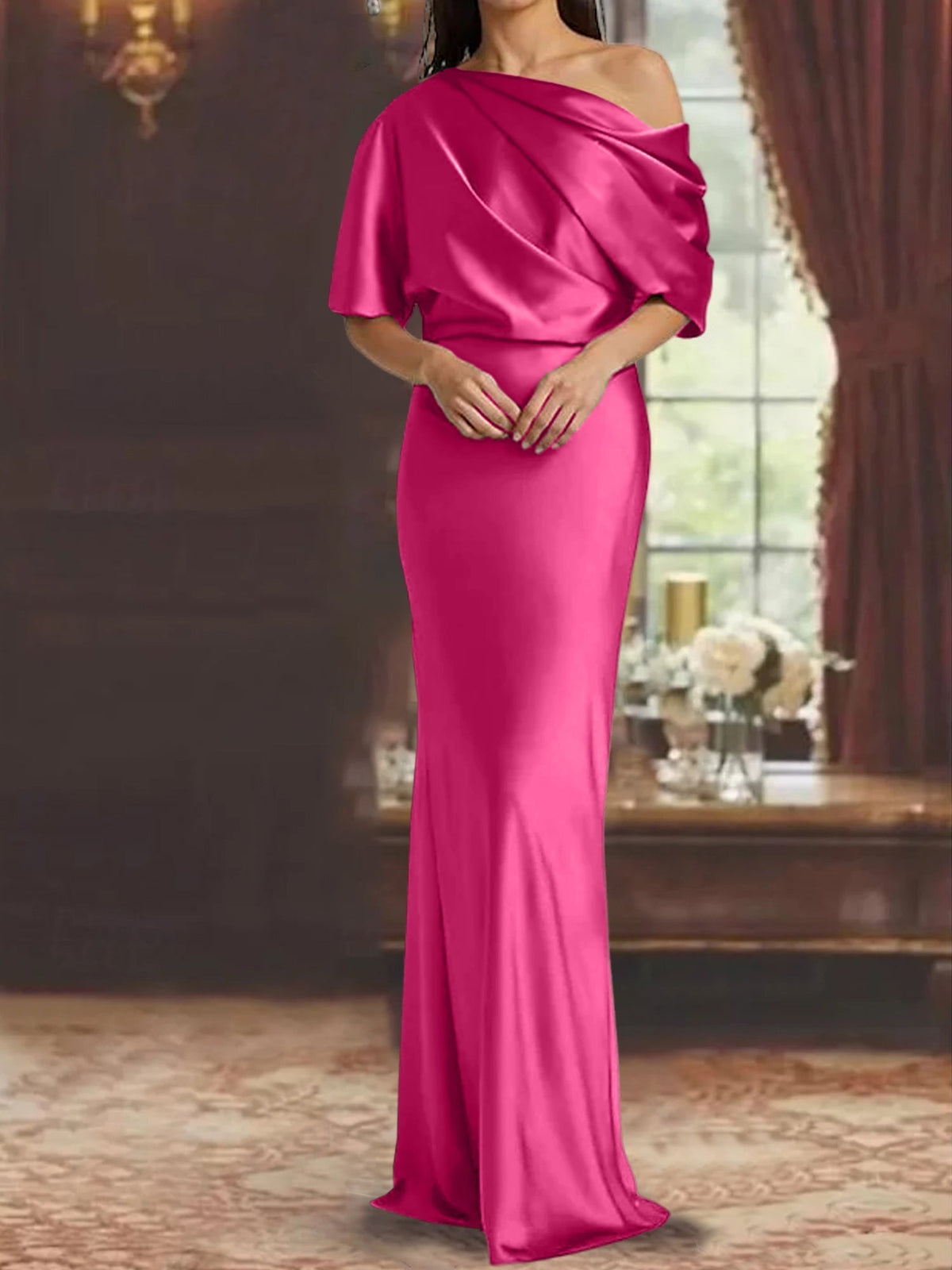 One Shoulder Column Gown for the Mother of the Bride