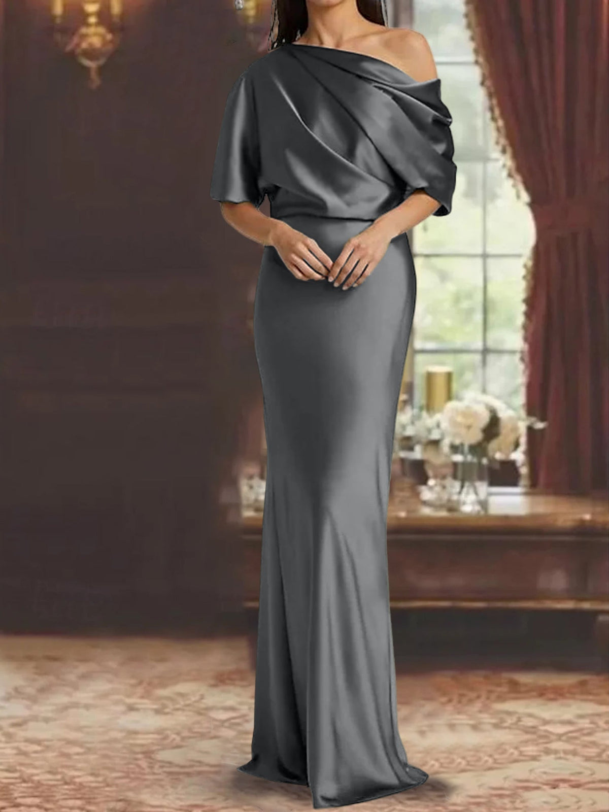 One Shoulder Column Gown for the Mother of the Bride