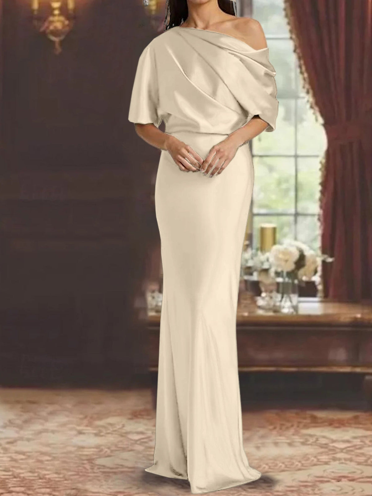 One Shoulder Column Gown for the Mother of the Bride