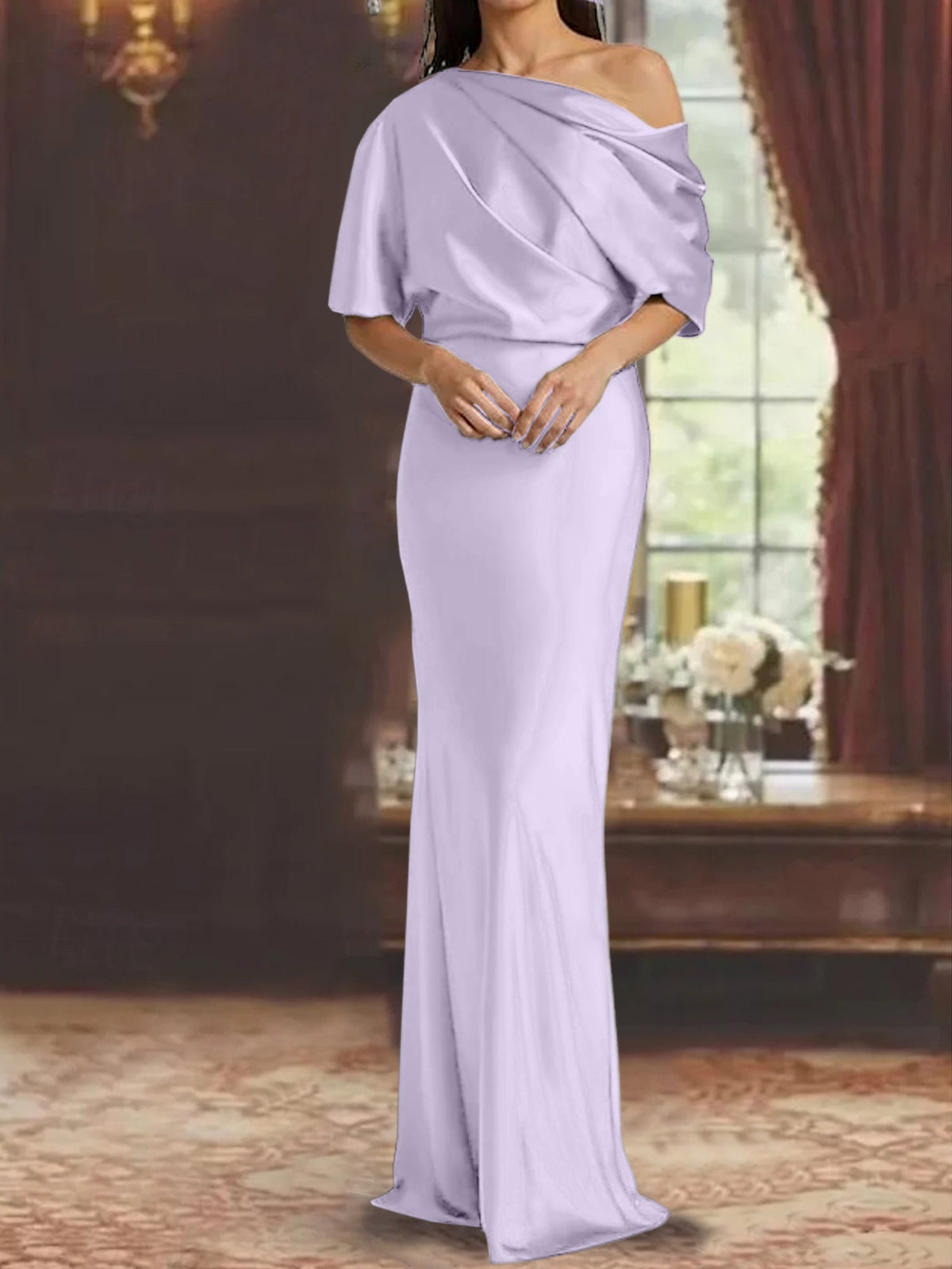 One Shoulder Column Gown for the Mother of the Bride
