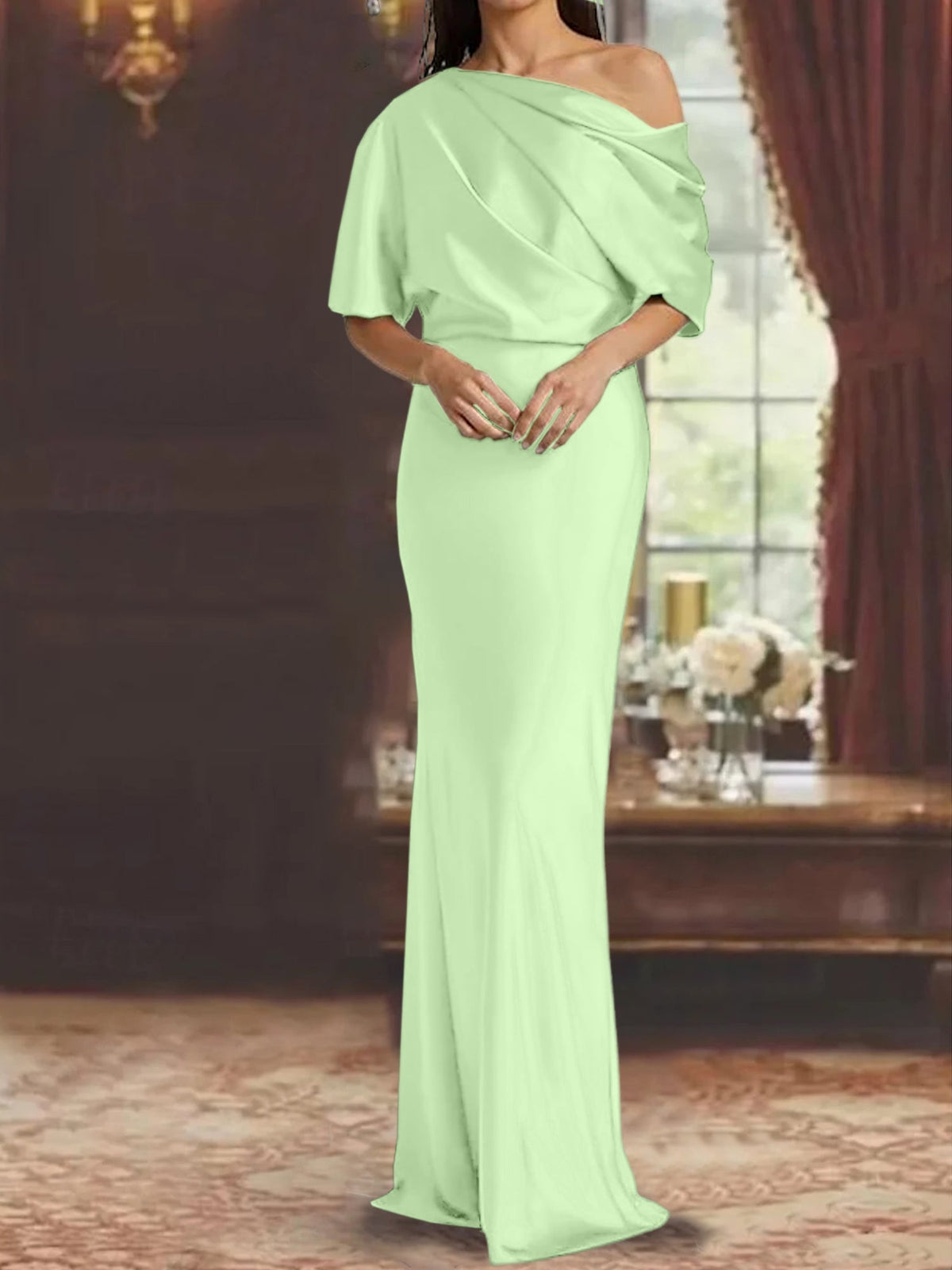 One Shoulder Column Gown for the Mother of the Bride