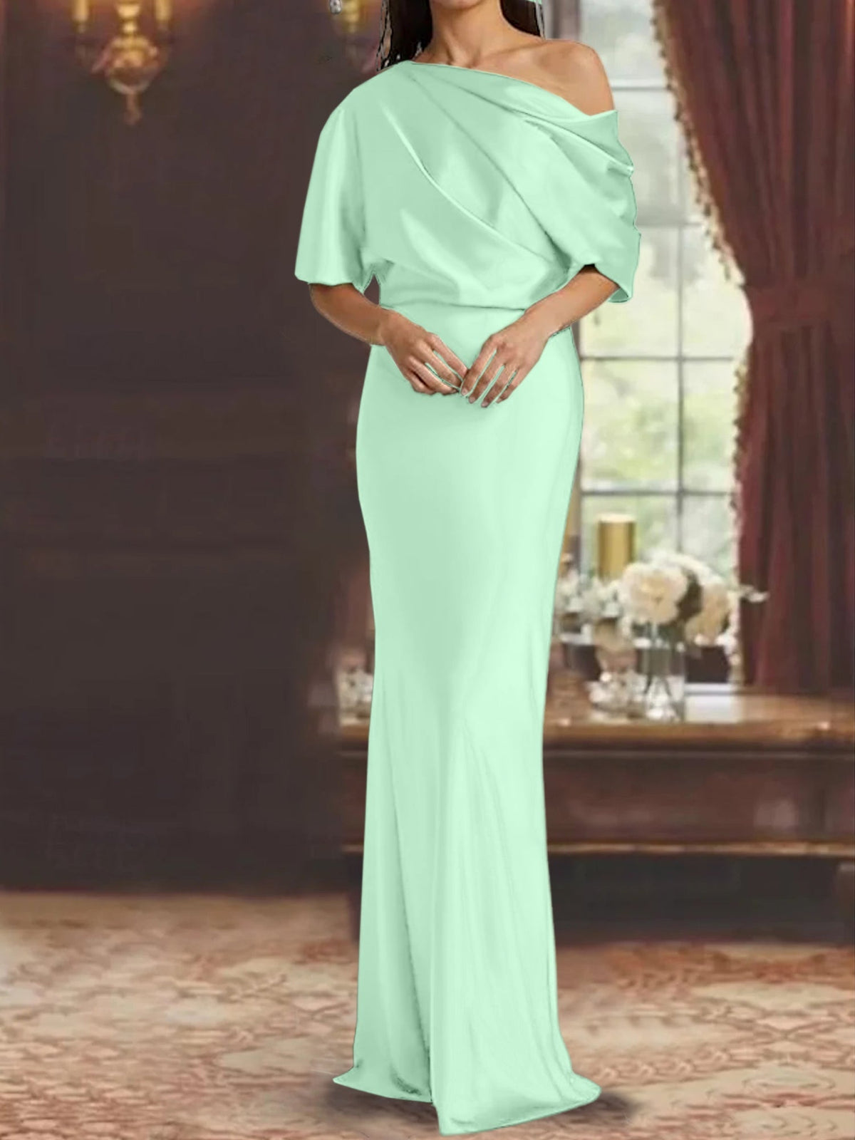 One Shoulder Column Gown for the Mother of the Bride