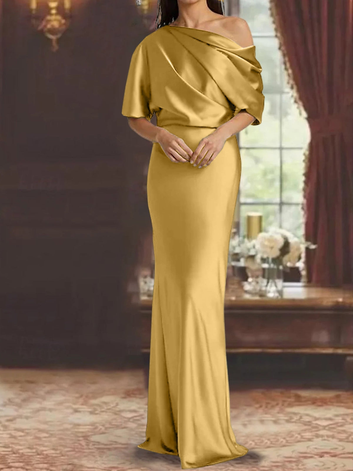 One Shoulder Column Gown for the Mother of the Bride