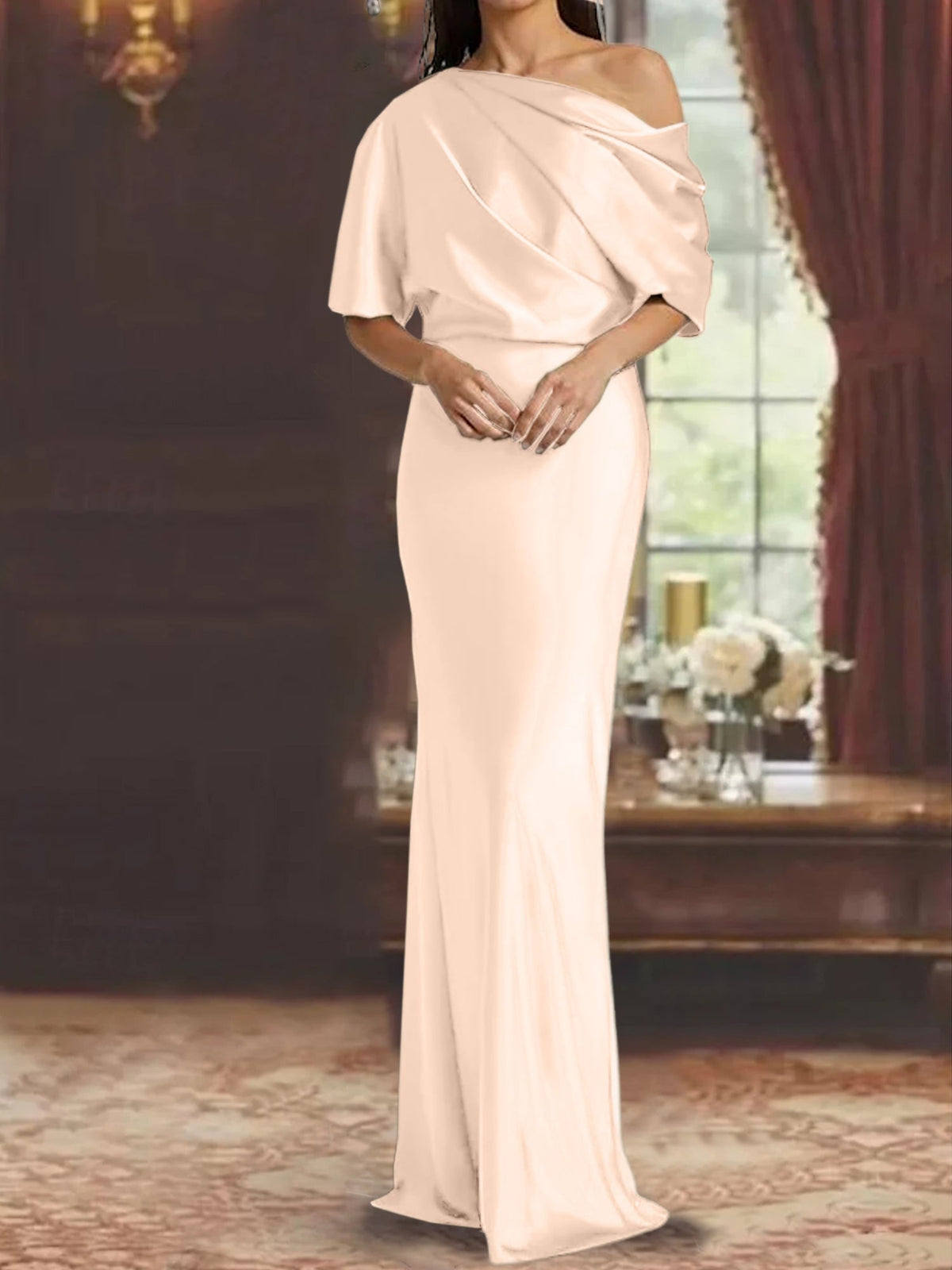 One Shoulder Column Gown for the Mother of the Bride
