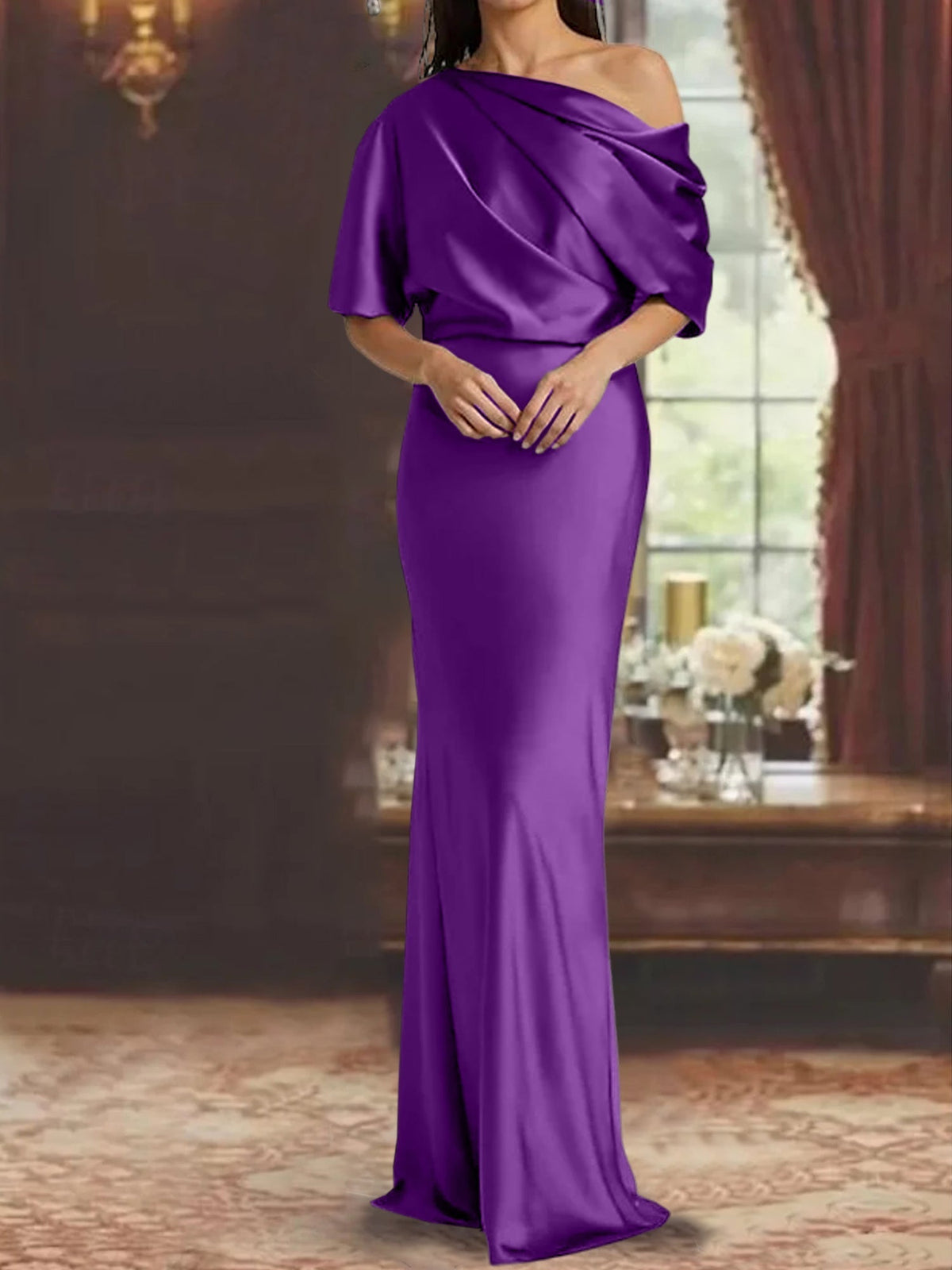 One Shoulder Column Gown for the Mother of the Bride