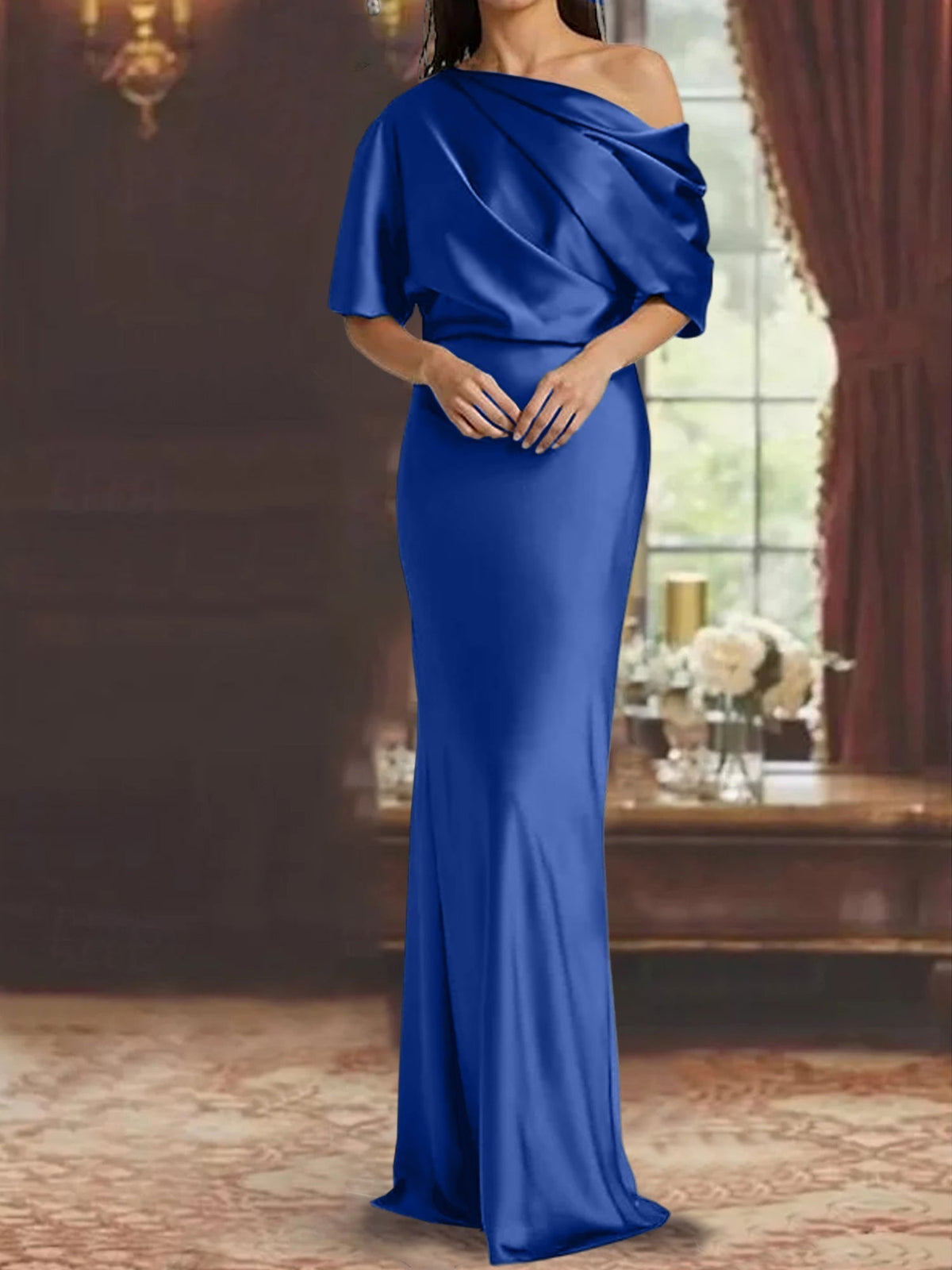 One Shoulder Column Gown for the Mother of the Bride