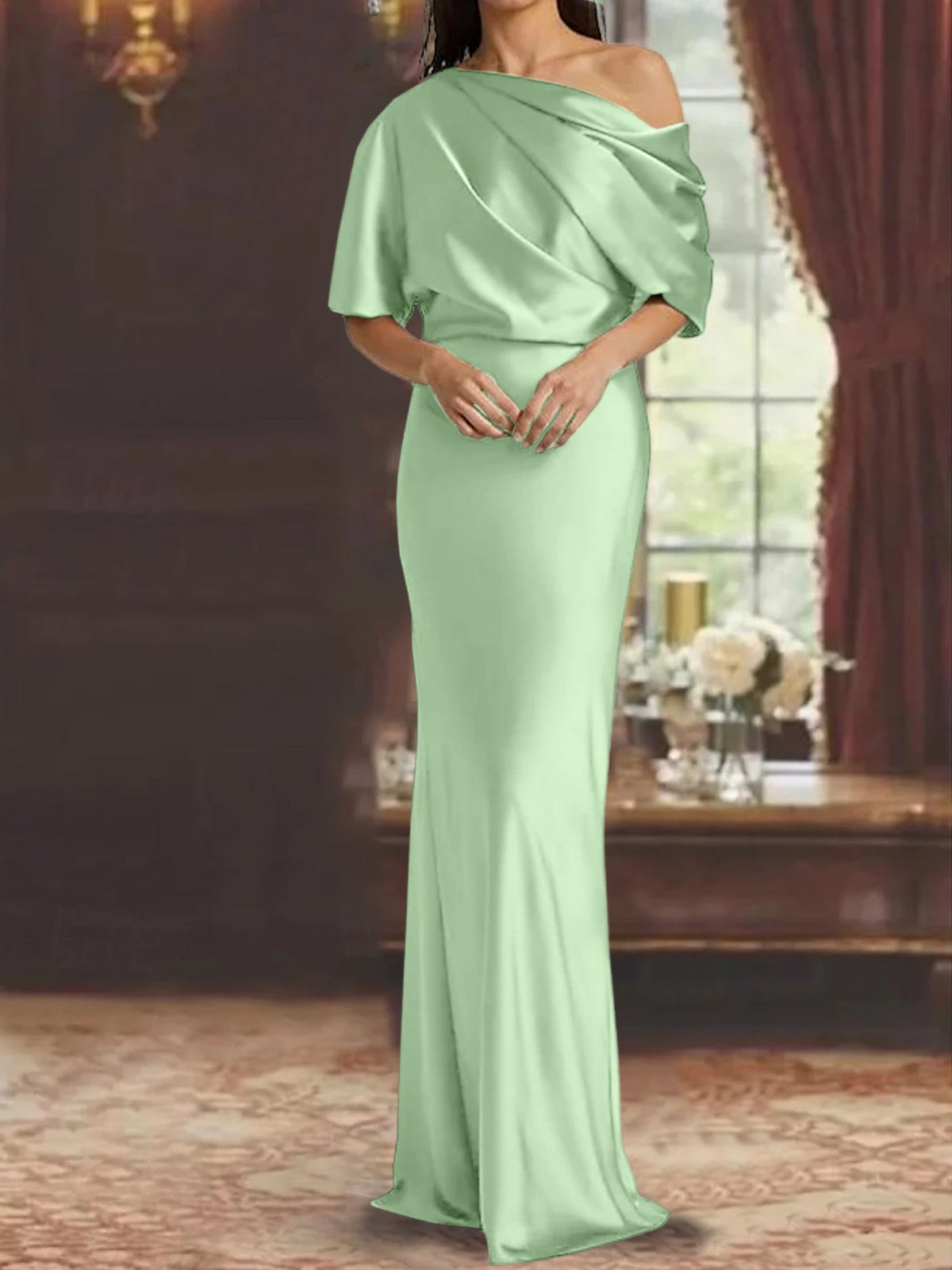 One Shoulder Column Gown for the Mother of the Bride