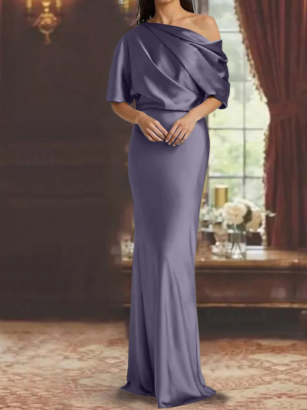 One Shoulder Column Gown for the Mother of the Bride