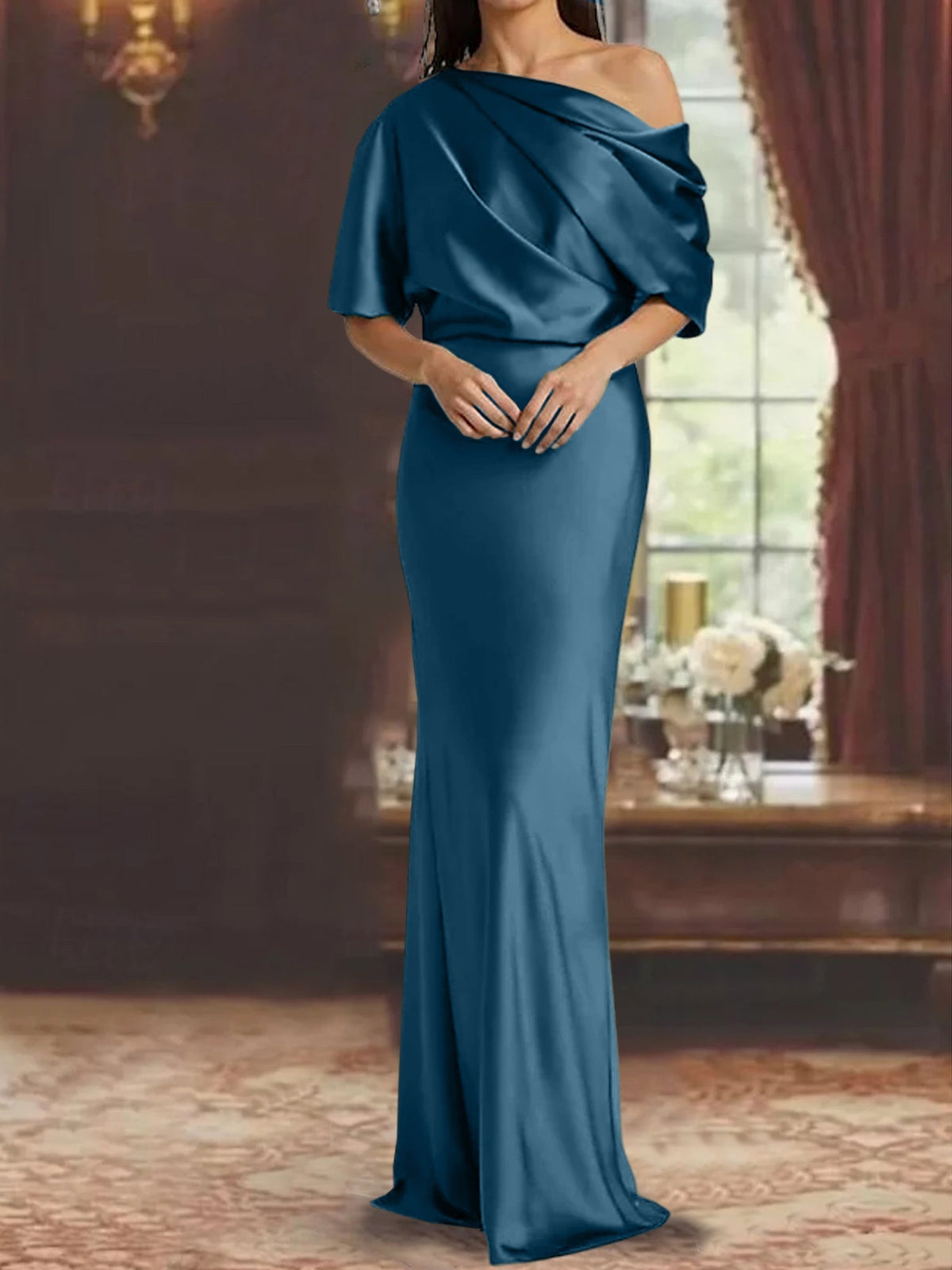 One Shoulder Column Gown for the Mother of the Bride