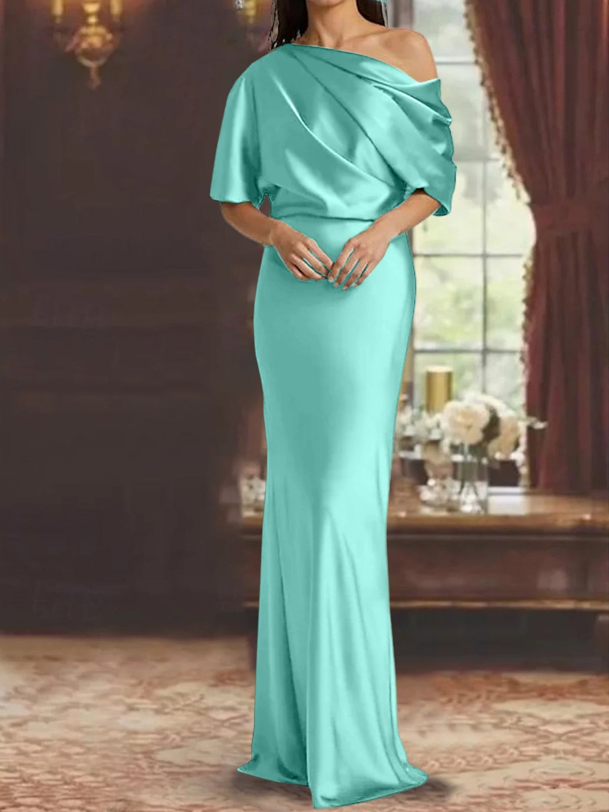 One Shoulder Column Gown for the Mother of the Bride