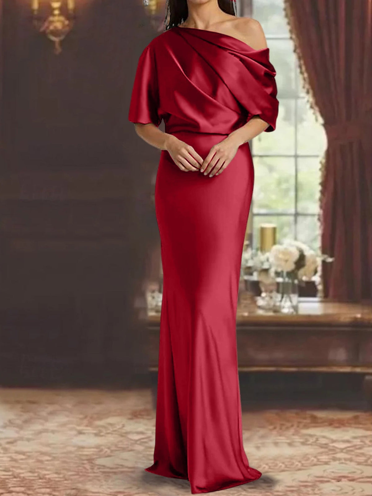 One Shoulder Column Gown for the Mother of the Bride