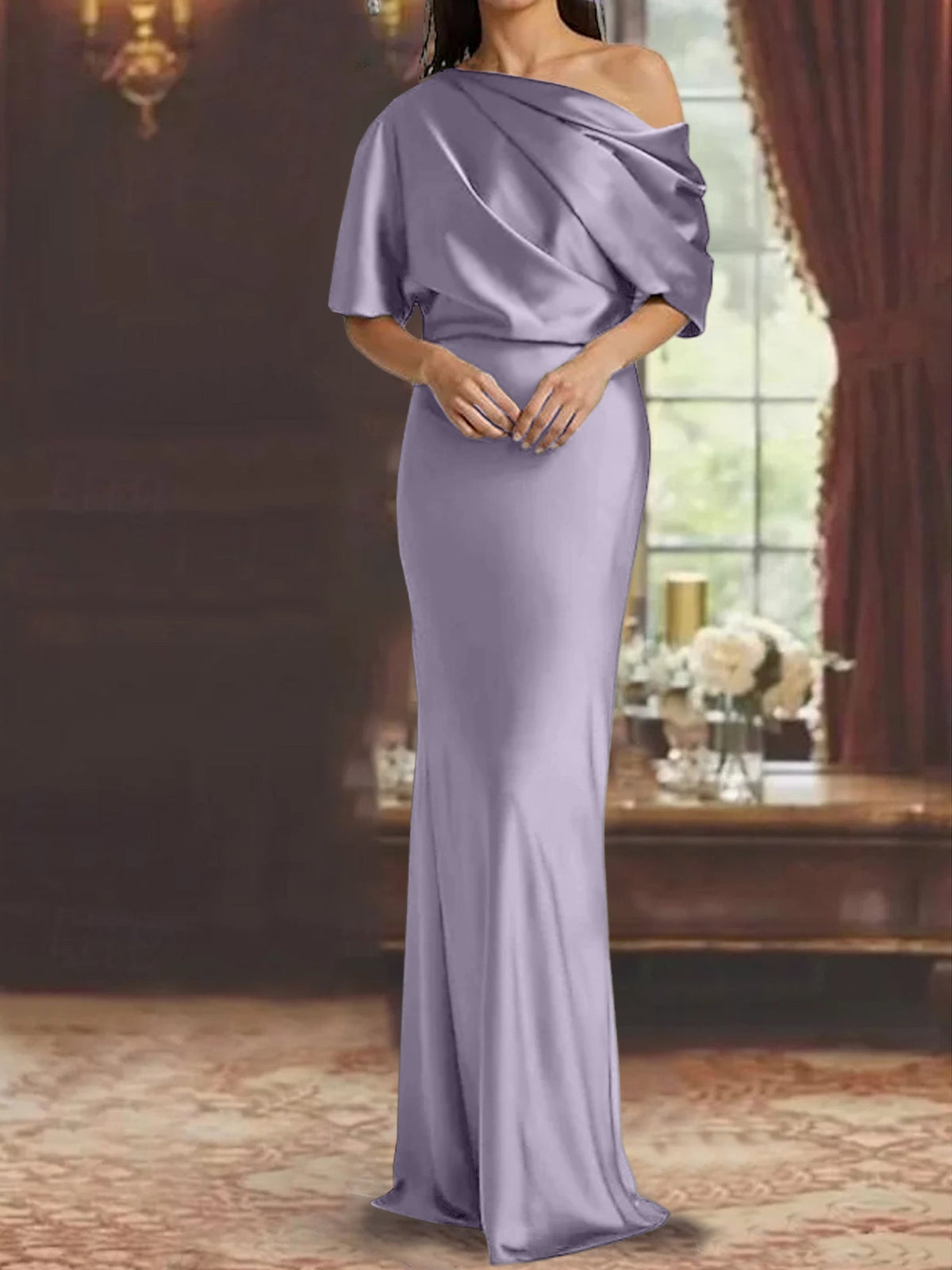 One Shoulder Column Gown for the Mother of the Bride