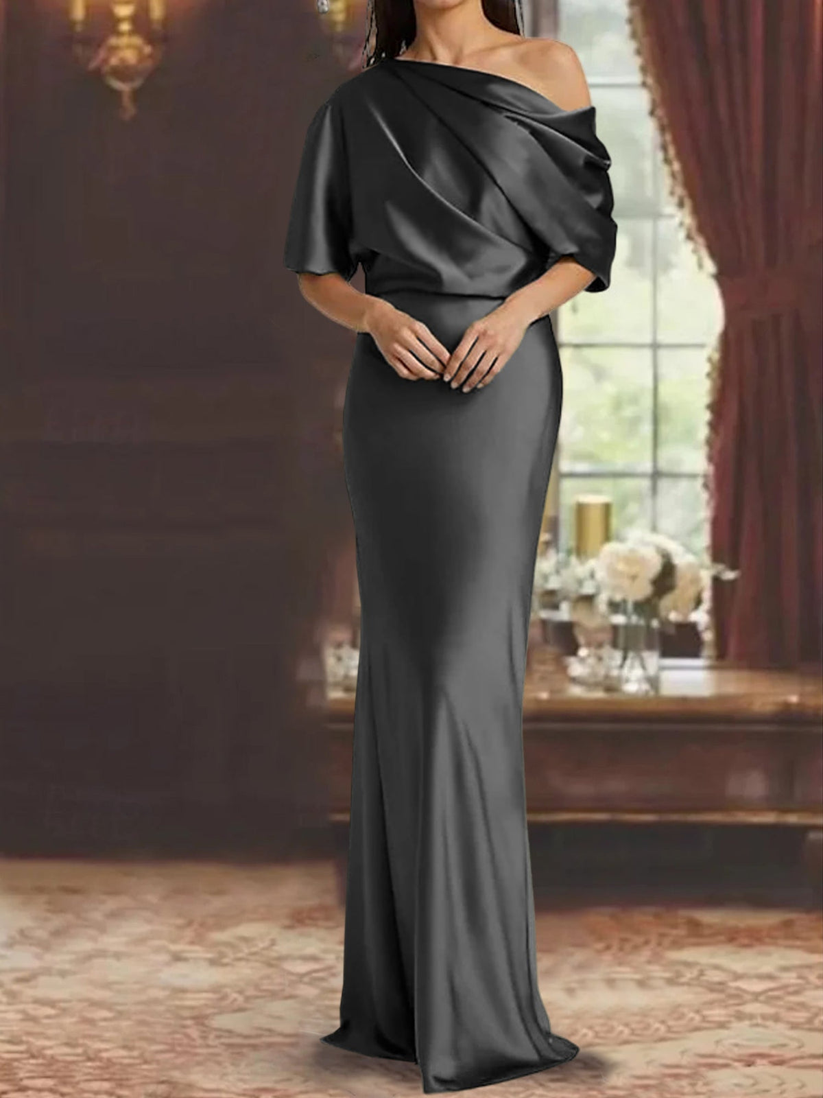 One Shoulder Column Gown for the Mother of the Bride