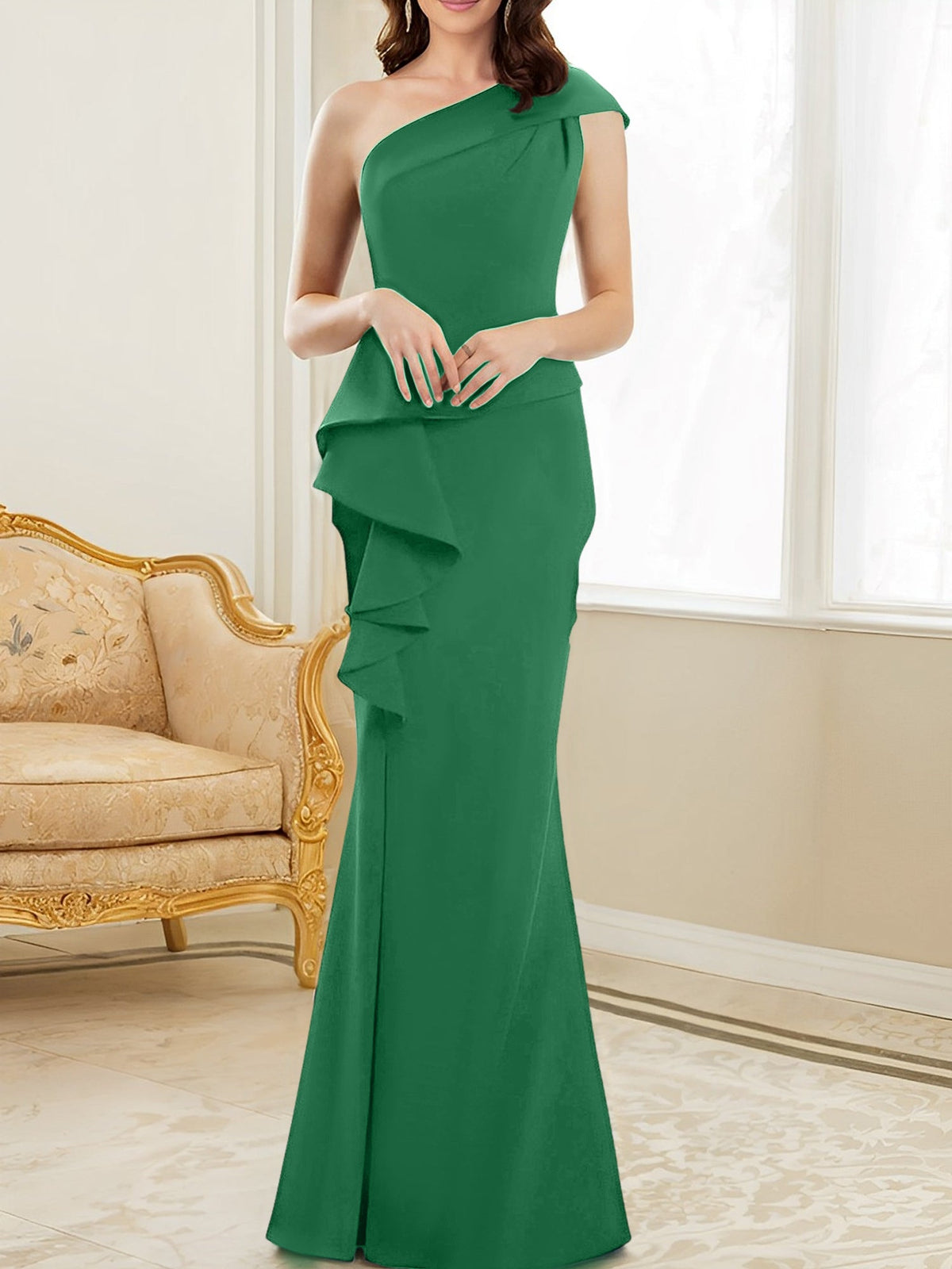 One Shoulder Long Trumpet Mermaid Gown for the Mother of the Bride