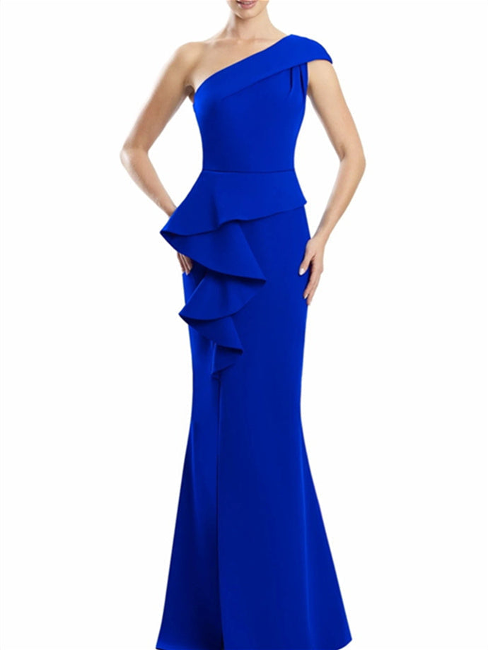 One Shoulder Long Trumpet Mermaid Gown for the Mother of the Bride