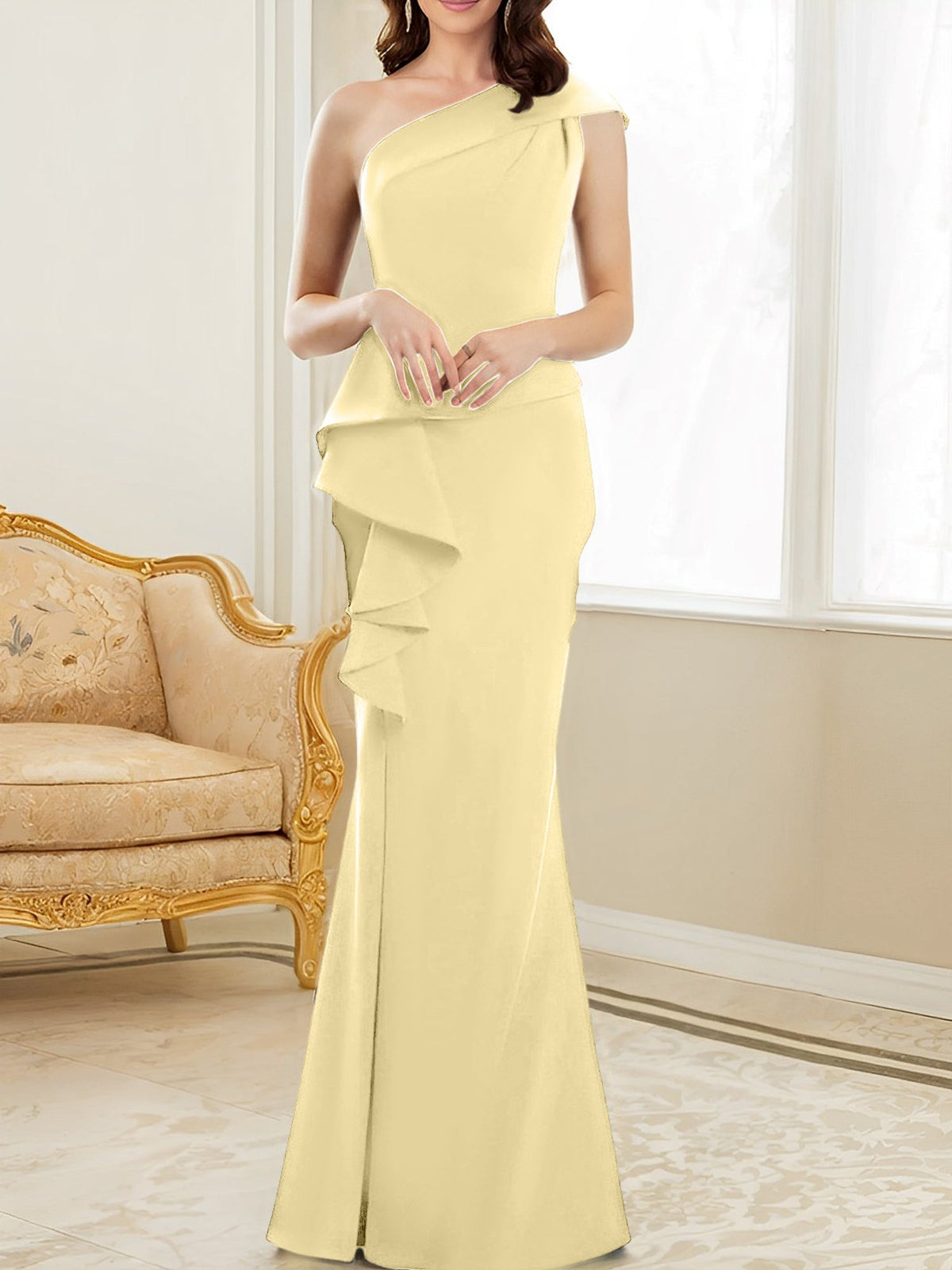 One Shoulder Long Trumpet Mermaid Gown for the Mother of the Bride