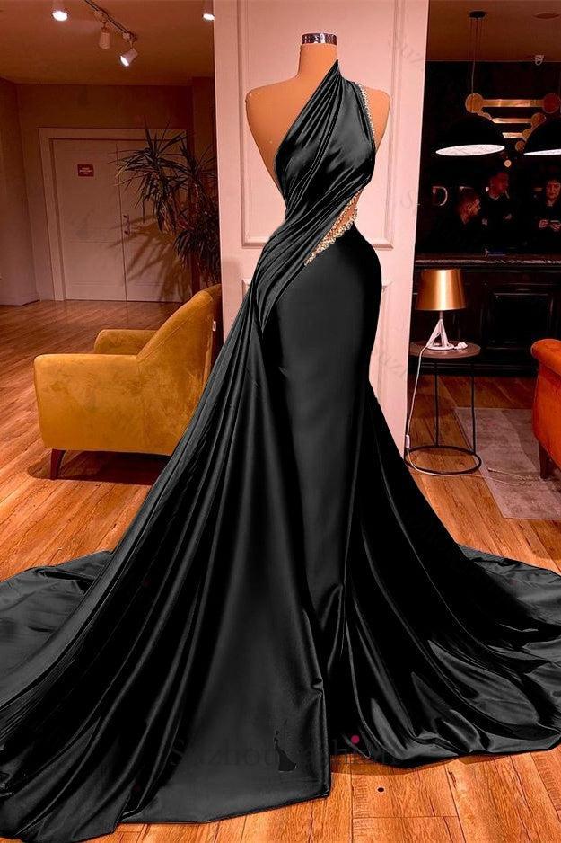 One Shoulder Prom Dress Mermaid Evening Formal Dress with Train