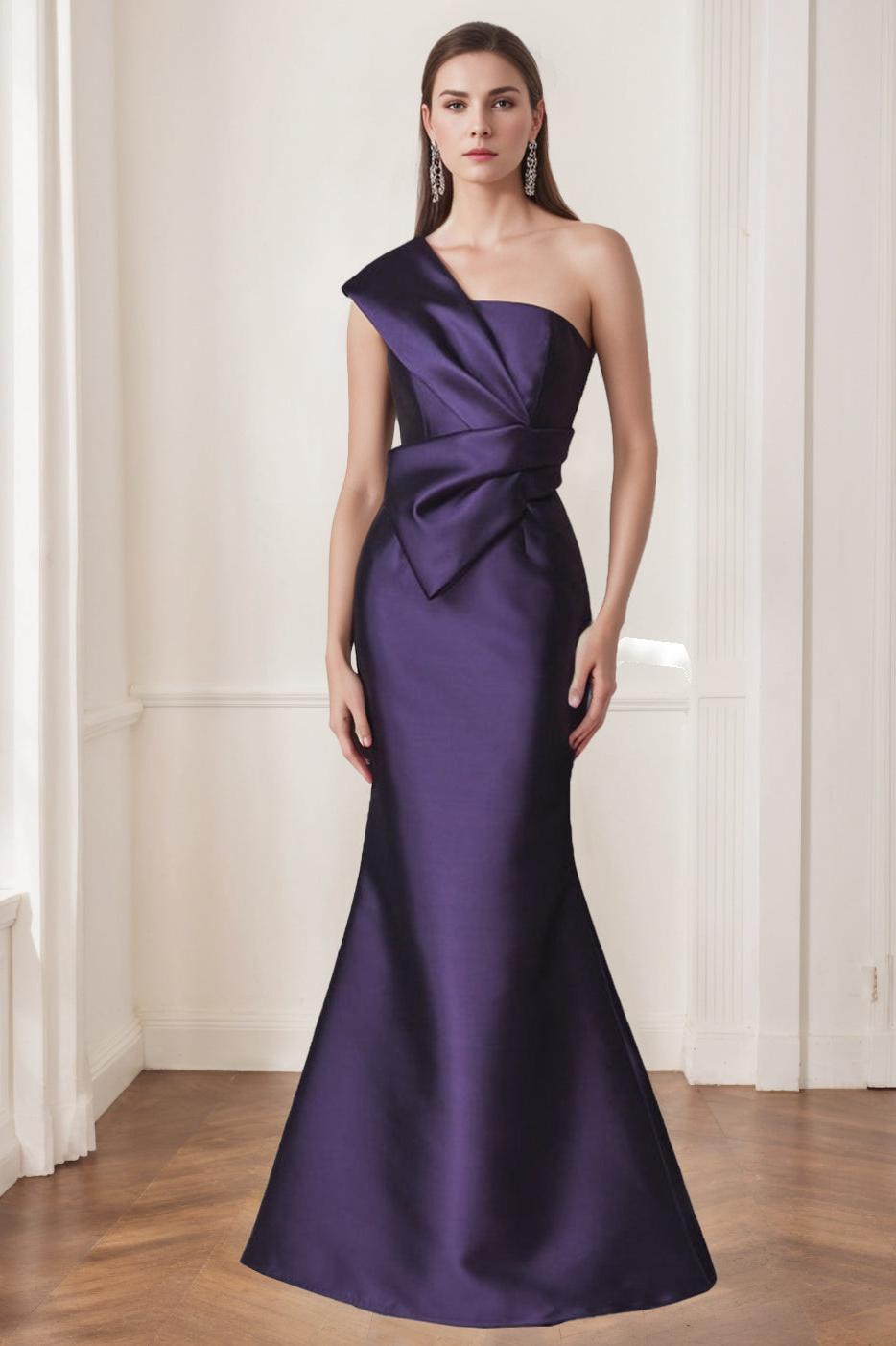One Shoulder Sleeveless Long Trumpet Mermaid Gown for the Mother of the Bride