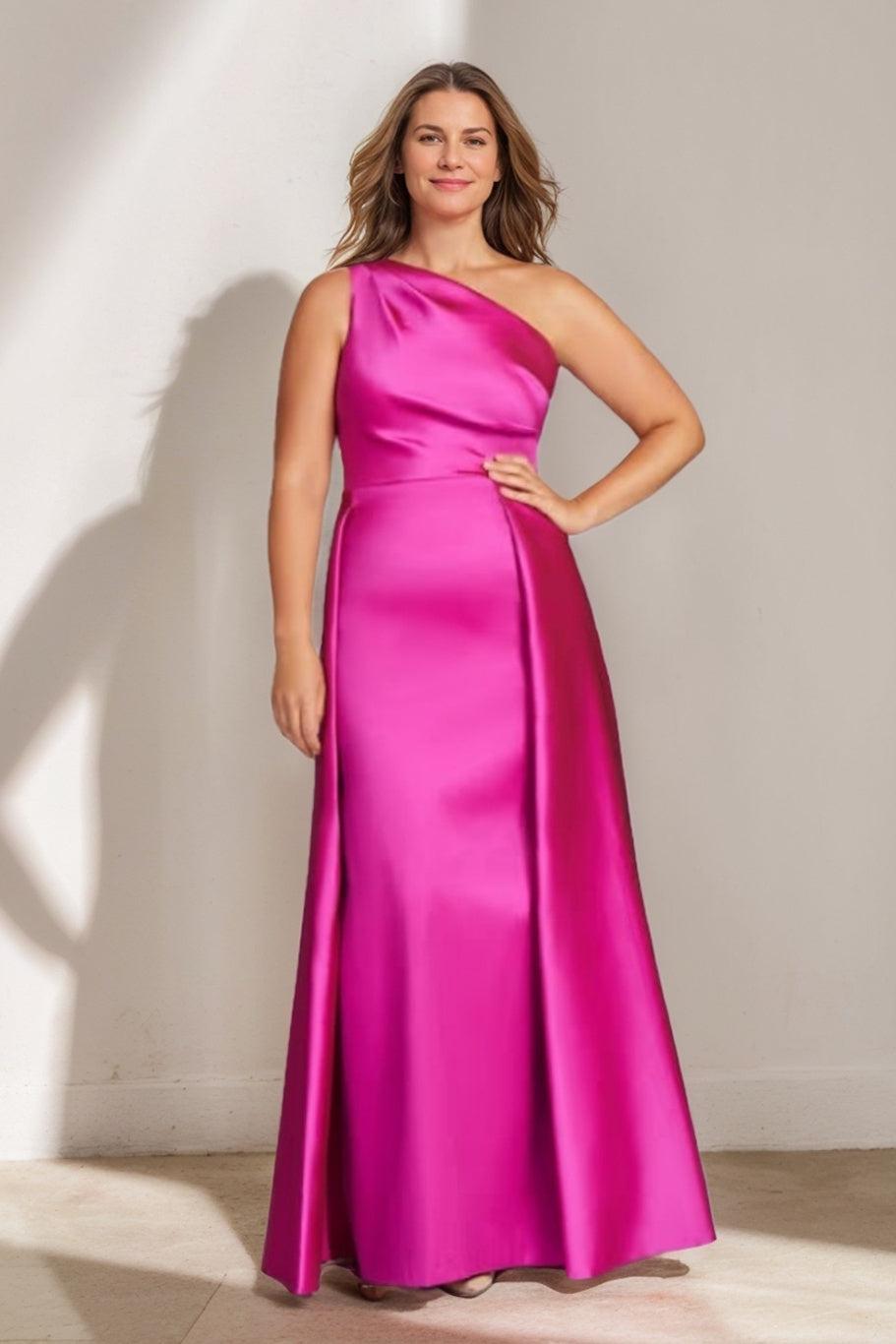 One Shoulder Sleeveless Plus Size Mother of the Bride Gown with Ruffles
