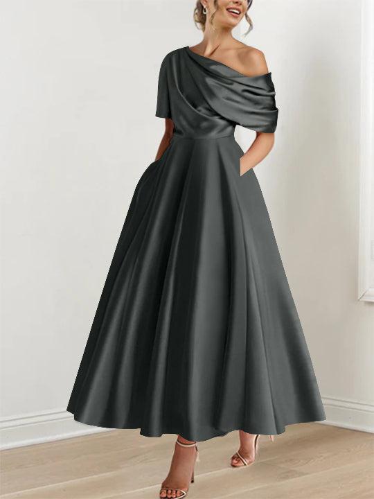 One shoulder A line Dress with Ruffles for the Mother of the Bride