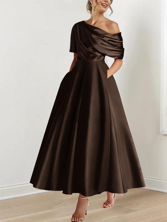 One shoulder A line Dress with Ruffles for the Mother of the Bride