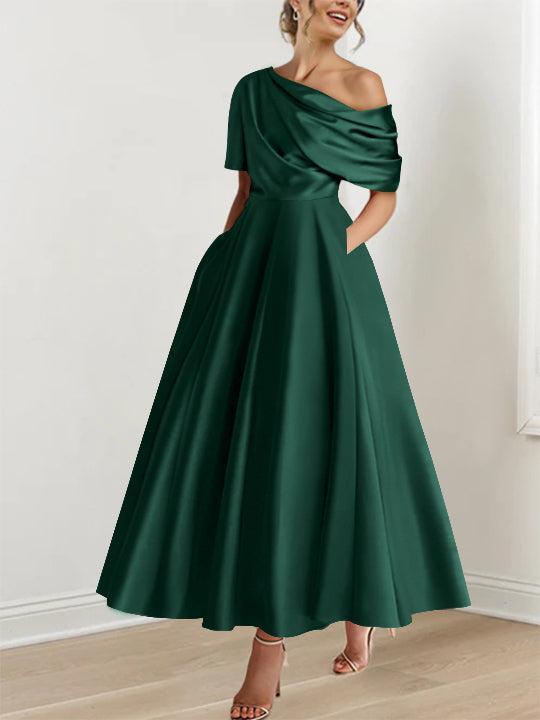 One shoulder A line Dress with Ruffles for the Mother of the Bride