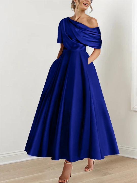 One shoulder A line Dress with Ruffles for the Mother of the Bride