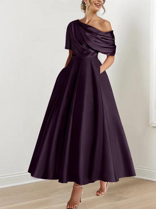 One shoulder A line Dress with Ruffles for the Mother of the Bride