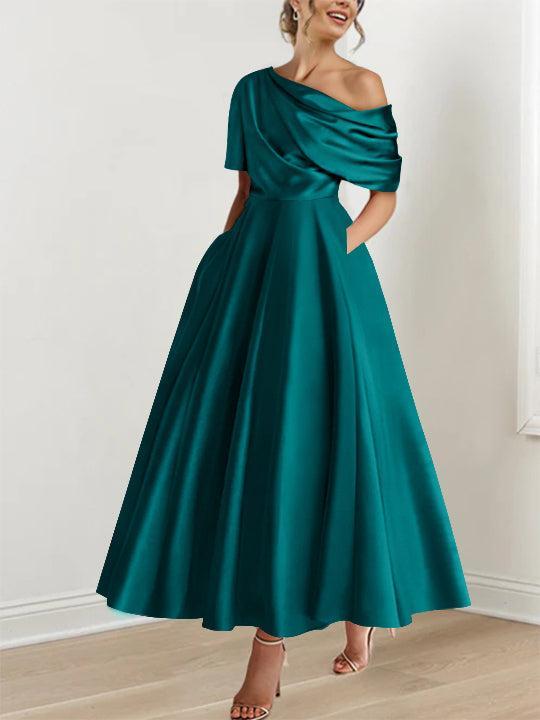 One shoulder A line Dress with Ruffles for the Mother of the Bride