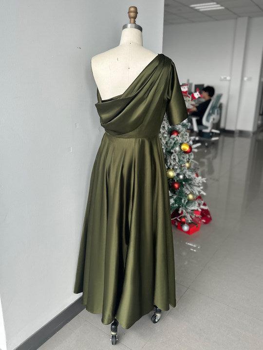 One shoulder A line Dress with Ruffles for the Mother of the Bride