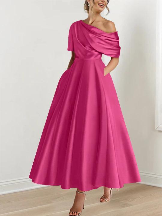One shoulder A line Dress with Ruffles for the Mother of the Bride