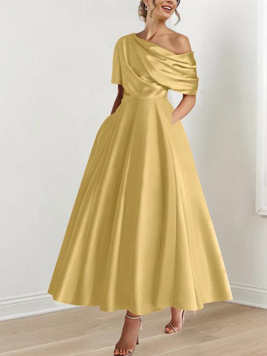 One shoulder A line Dress with Ruffles for the Mother of the Bride