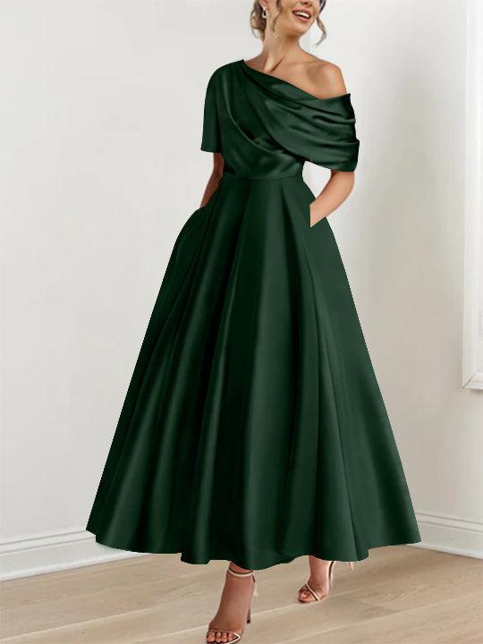 One shoulder A line Dress with Ruffles for the Mother of the Bride