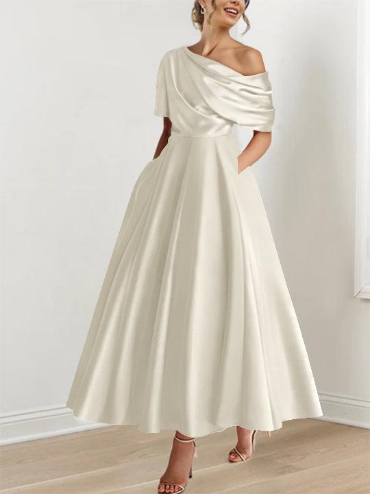 One shoulder A line Dress with Ruffles for the Mother of the Bride