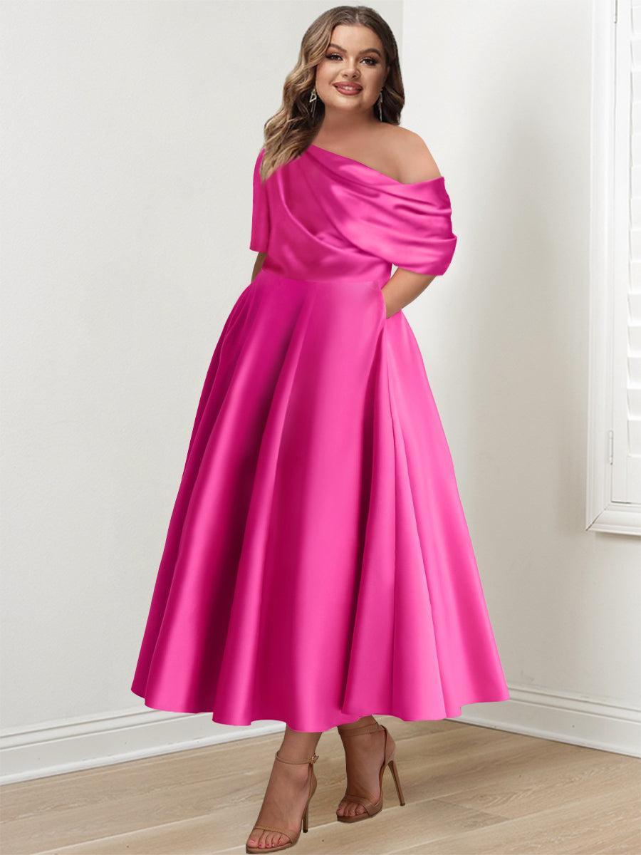 One shoulder A line Dress with Ruffles for the Mother of the Bride