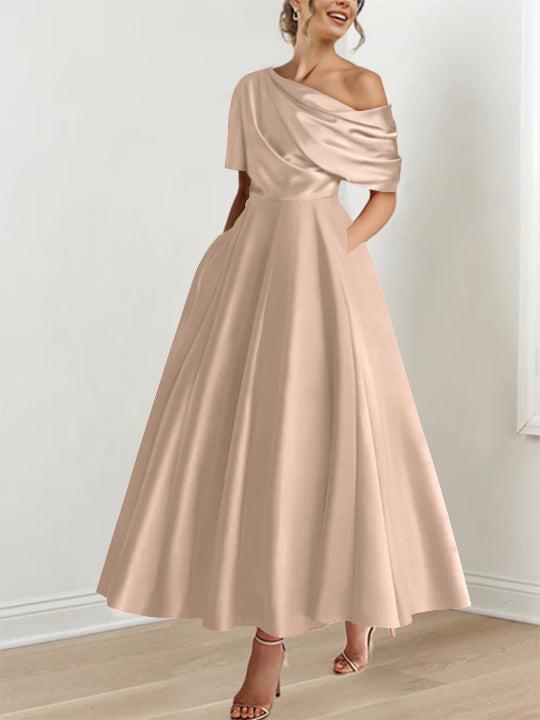 One shoulder A line Dress with Ruffles for the Mother of the Bride