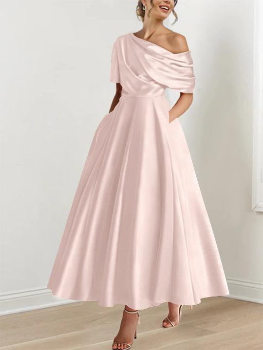 One shoulder A line Dress with Ruffles for the Mother of the Bride