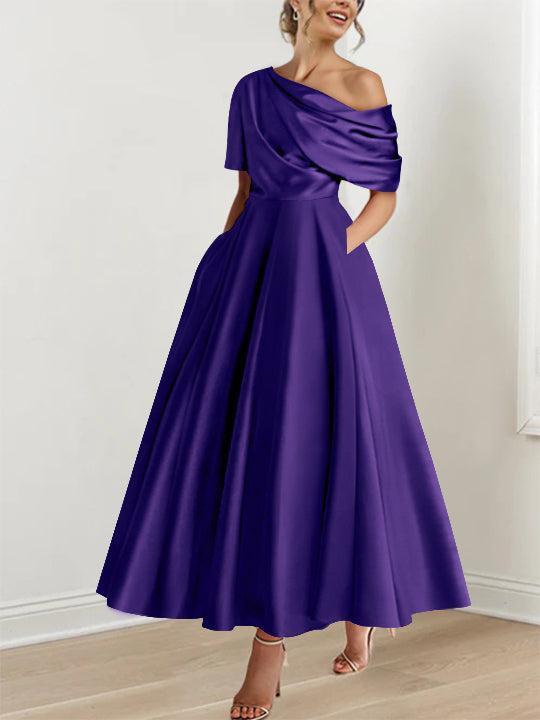 One shoulder A line Dress with Ruffles for the Mother of the Bride