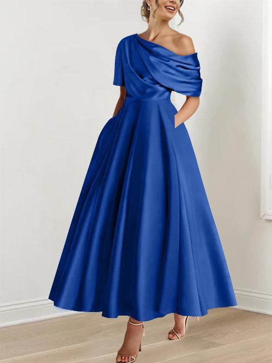 One shoulder A line Dress with Ruffles for the Mother of the Bride