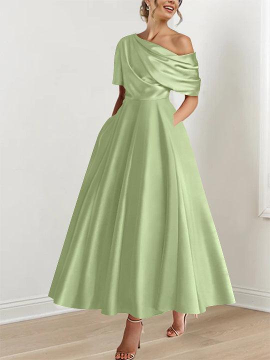 One shoulder A line Dress with Ruffles for the Mother of the Bride