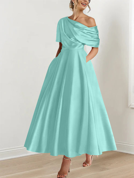 One shoulder A line Dress with Ruffles for the Mother of the Bride