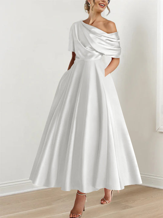 One shoulder A line Dress with Ruffles for the Mother of the Bride