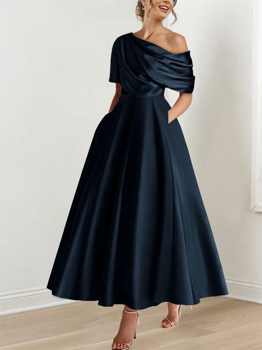 One shoulder A line Dress with Ruffles for the Mother of the Bride