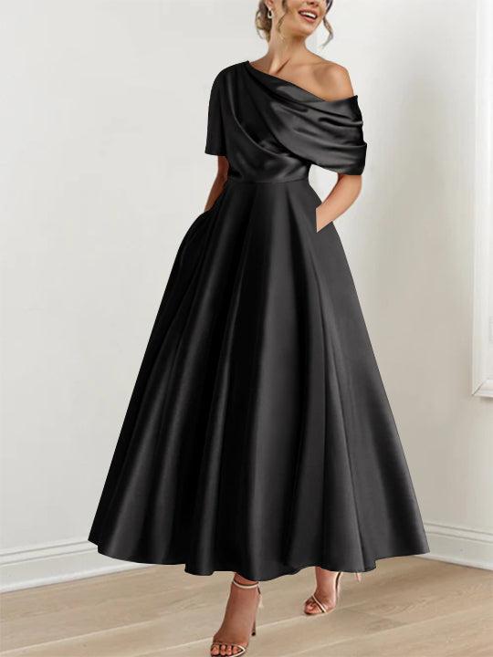 One shoulder A line Dress with Ruffles for the Mother of the Bride